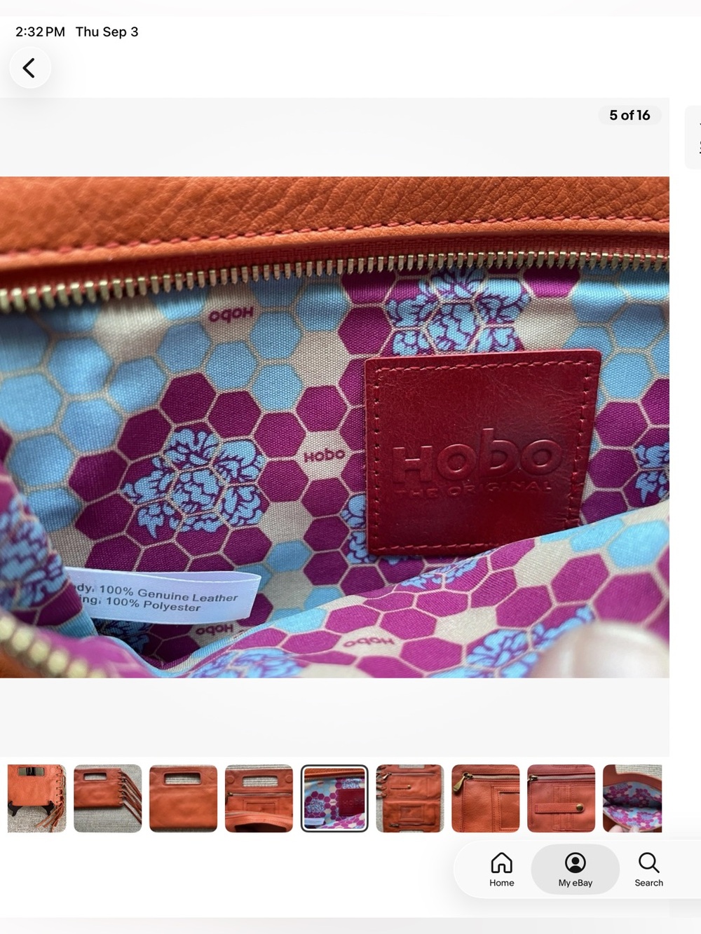 HOBO Sunny Orange Leather Fringe Clutch - Picture 5 of 16